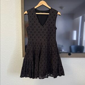 Zara Brown/Black Lace Floral Mini Dress